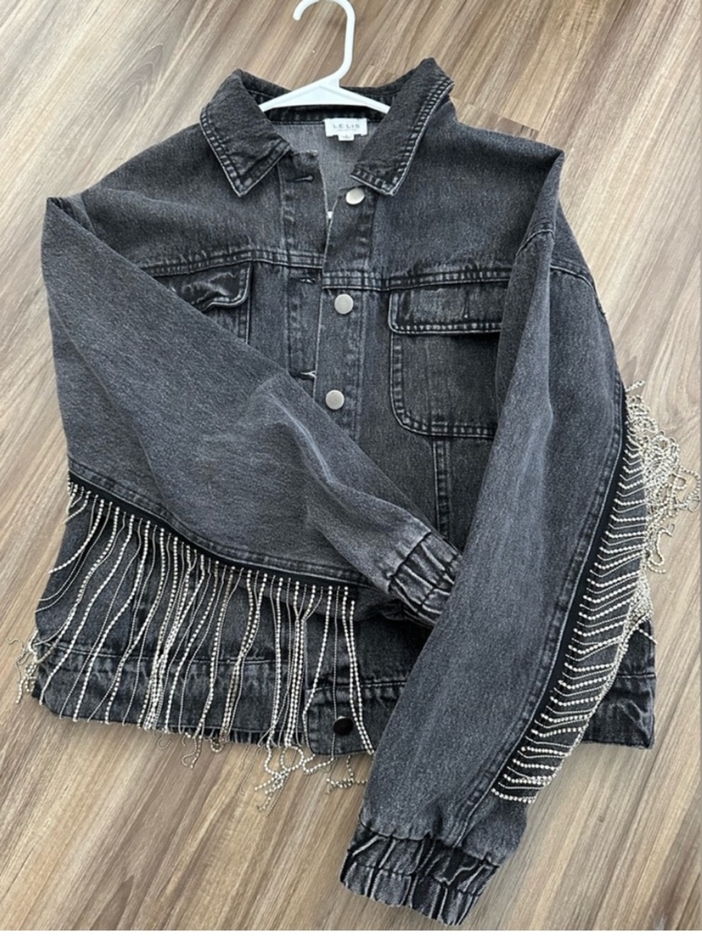Dressed in Lala Lelis fringe black denim jacket